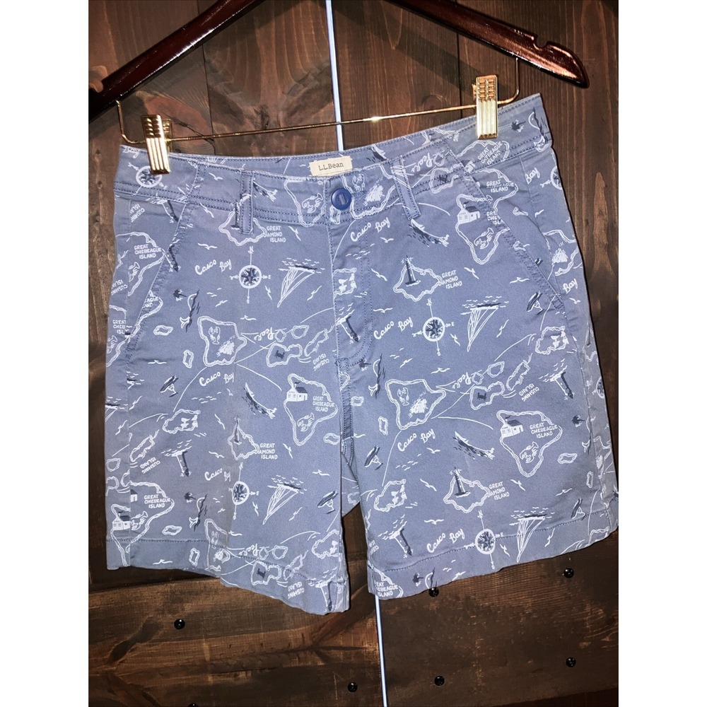 L.L. Bean Favorite Fit Shorts Women Size 6‎ ALL OVER PATTERN BLUE-GRAY